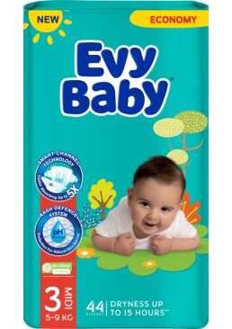 Подгузники детские Evy Baby 3 (5-9 кг), 44 шт